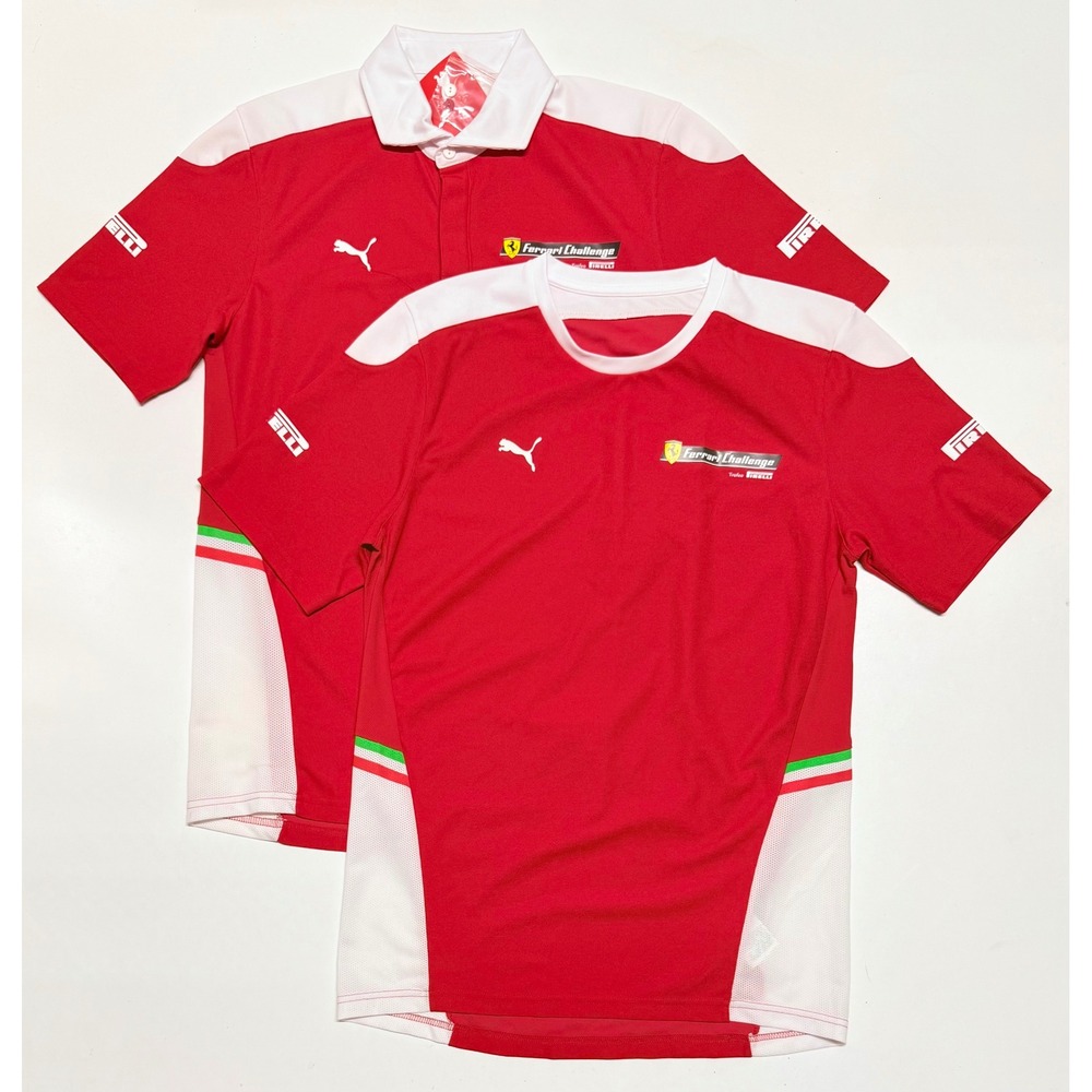 Puma Ferrari Challenge Polo and T-Shirt Set Rosso Corsa Red Mens Small 604205 01